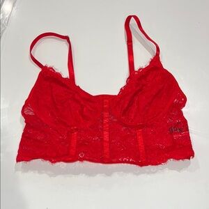 SHEIN Vibrant Red Lace Crop Top